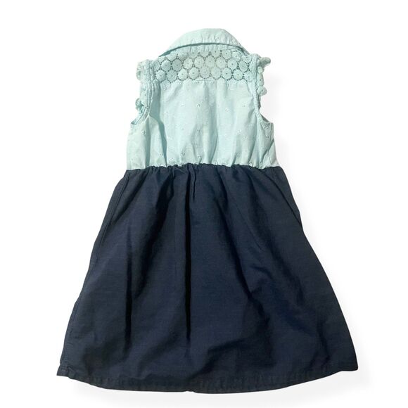 Lemon Kiss Eyelet Denim Toddler Dress light blue floral lace SZ 5‎ - Picture 2 of 3